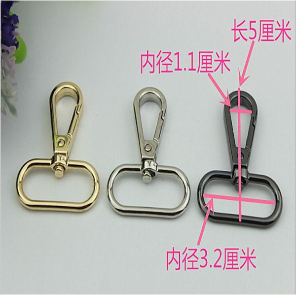 Creative novelty fashion single bag accessories light gold oval shape 32 mm swivel eye snap hook