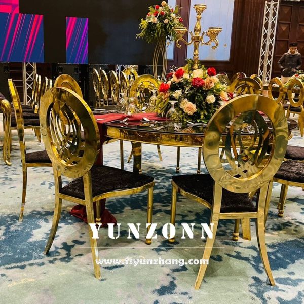 Wholesale Customized Gold Stainless Steel Globe Back Wedding Hotel Chairs for Event Rental & Decorations