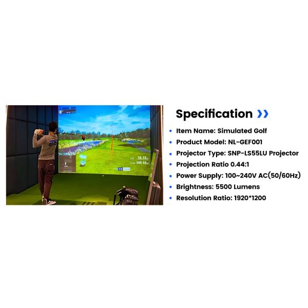 Simulador de golfe virtual multifuncional Projeção de lazer e entretenimento