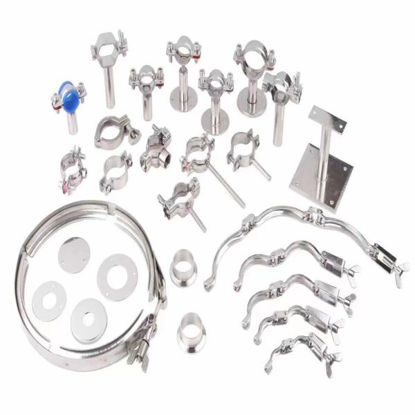 Porteur de tuyau en acier inoxydable argenté 304 réglable avec connexion fil/clampe/soudure