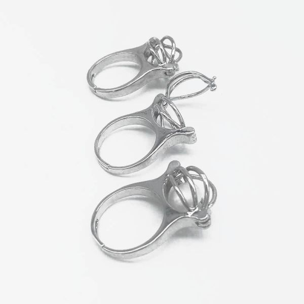 Unique Love Wish Pearl Bead Ring Cage Design Adjustable Women or Men Ring
