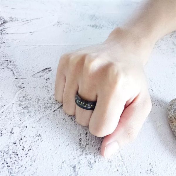 Special Luxury His And Hers Carbon Fiber Rings Carbon Fiber Stainless Steel Material