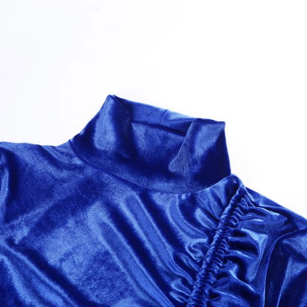 Autumn Winter Suede High Neck Long Sleeve Mini Dresses