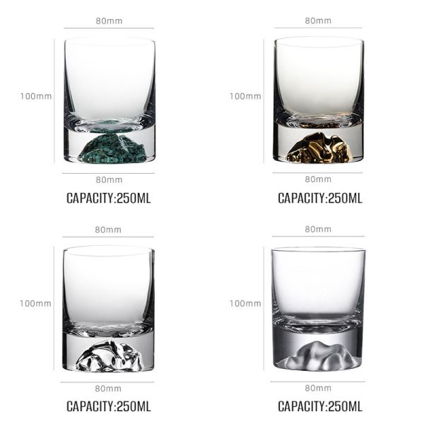 250 ml de cristal claro para bares, copas de whisky para bares, copas de whisky escocés, copas de bourbon.