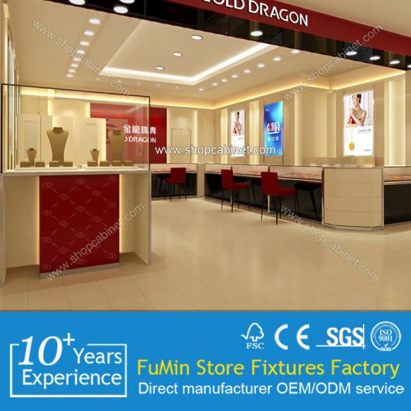 Luxurious Wooden Jewelry Display Showcases With LED lights for jewelry store