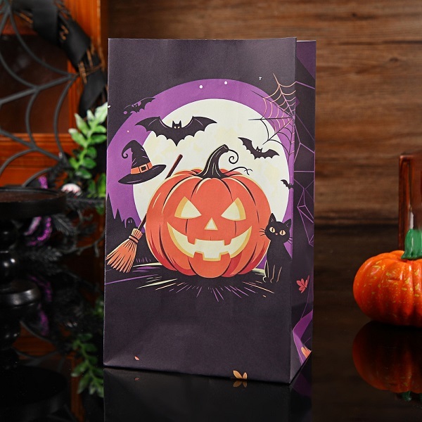 Halloween Paper Gift Bags with Sealing Stickers for Treat Packaging