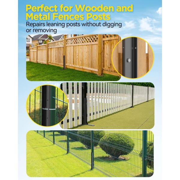 Sturdy Metal Fence Post Anchor Ground Spike for Repairing Tilted or Broken Posts