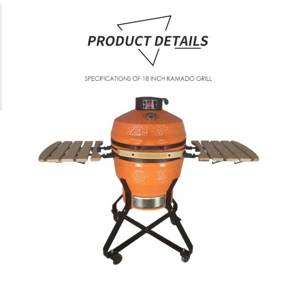 Kamado BBQ 18 Inches Original Outdoor Ceramic Grill Auplex Charcoal Egg Kamado for Outdoor Kitchen