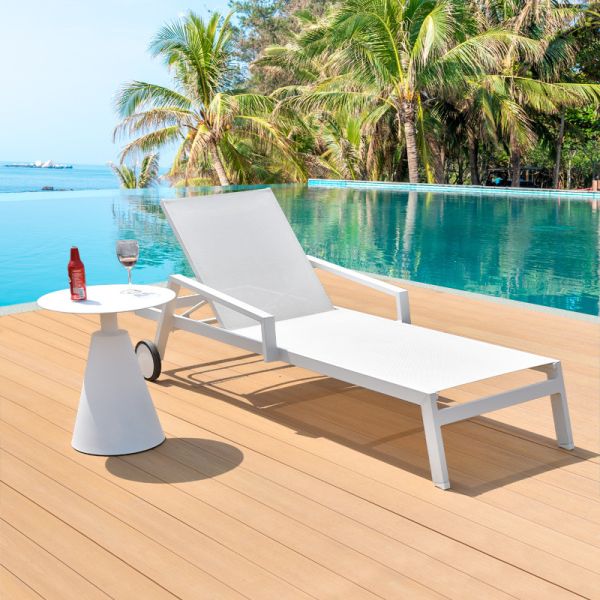 Outdoor Daybed Wicker Lounger Stretch for Garden Swimming Pool Sunbed Aluminum Daybed