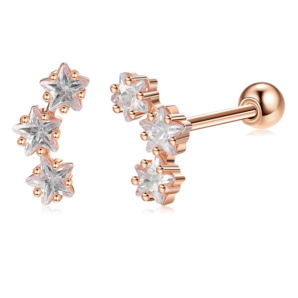 18K золотые 925 Sterling Silver Star кубические циркониевые серьги для женщин