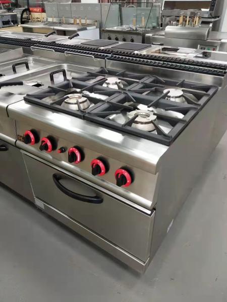 GH-987A Gas Range com 4 queimadores e forno a gás 20.8Kw Equipamento de cozinha potente