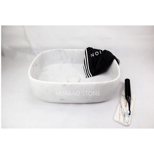 Nero Marquina Black Stone Sink Basin , Narrow Vessel Sink 400*400*140mm