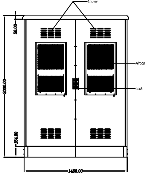 Two Bay Outdoor Base Station Cabinet High Strength Air Conditioner Cooling Anti Theft Design