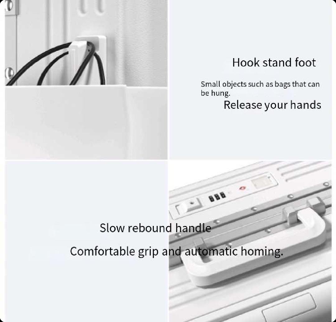 New Productideas PC TSA Lock Travel Organizer Bag Spinner Suitcase Hanging Hook USB Charging Port Convenient Tote Bag for Travel