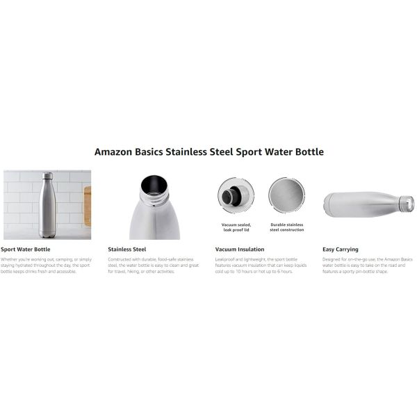 500ml Vacuum Sports Custom Drinking Cups 304SS Metal Drink Bottle