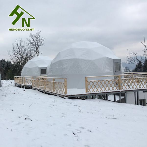 Winter White Outdoor Glamping Hotel Geodesic Dome Tent For Sale