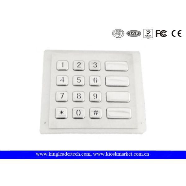 Stainless Steel Rugged USB vandal proof keypad , 4x4 Matrix Kiosk Keypad
