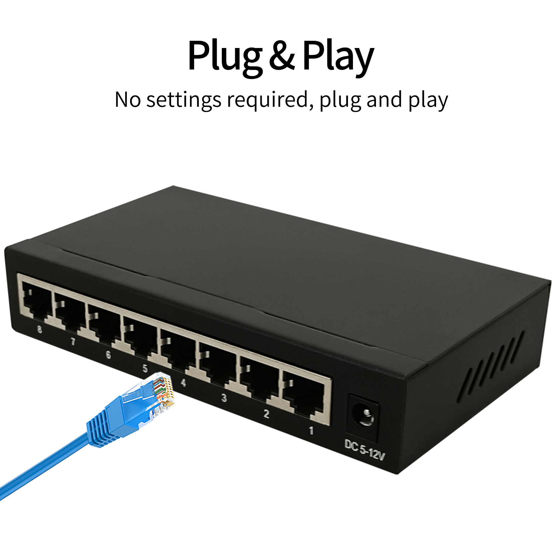 8-Port Gigabit Ethernet Switch Unmanaged Desktop Network Switch Metal Housing Plug & Play TBC-S5008E