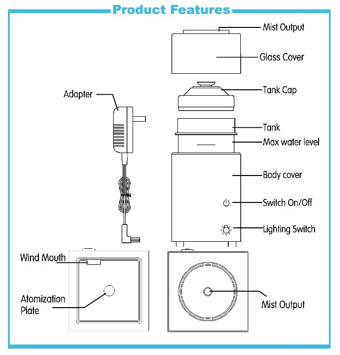 Ultrasonic Electric Aroma Air Humidifier 180ML Bamboo Wooden Grain Color