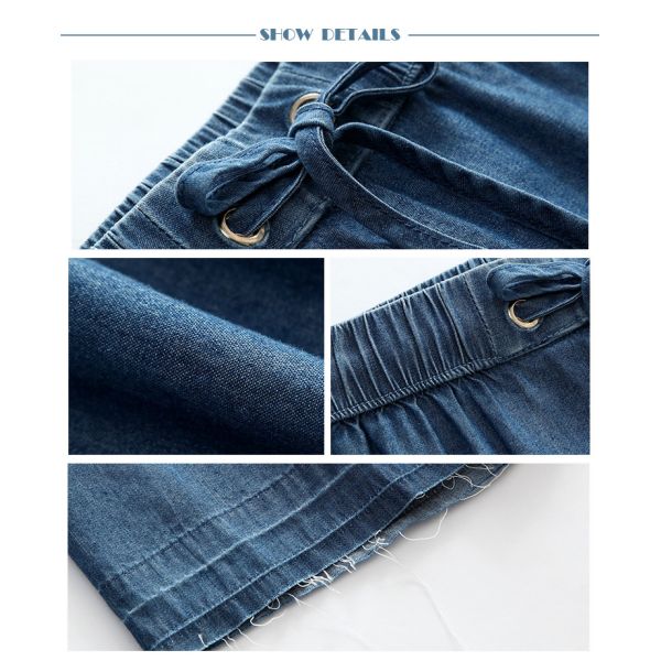 Adjustable Waist Size Kids Denim Clothes Wide Leg Shorts For Girls