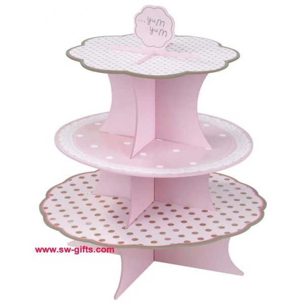 Fashion Colorful Design 3 Tier Paper Cardboard Cupcake Stand,Wholesale Wedding Cake Stand
