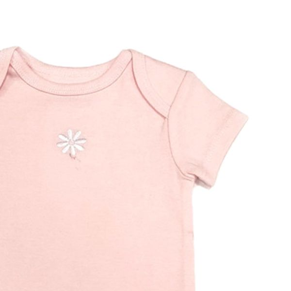 Short Sleeve Length cm Pink Soft Cotton Knitted Round Neck Snap Button Baby Rompers
