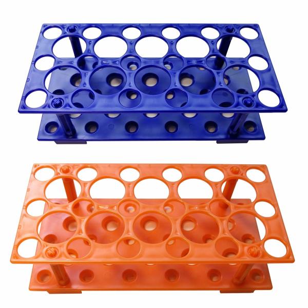 Test Tube Rack, Centrifuge Tube Holder (2 Pack - Blue and Orange) for 10ml, 15ml, 50ml, Detachable Plastic Stand