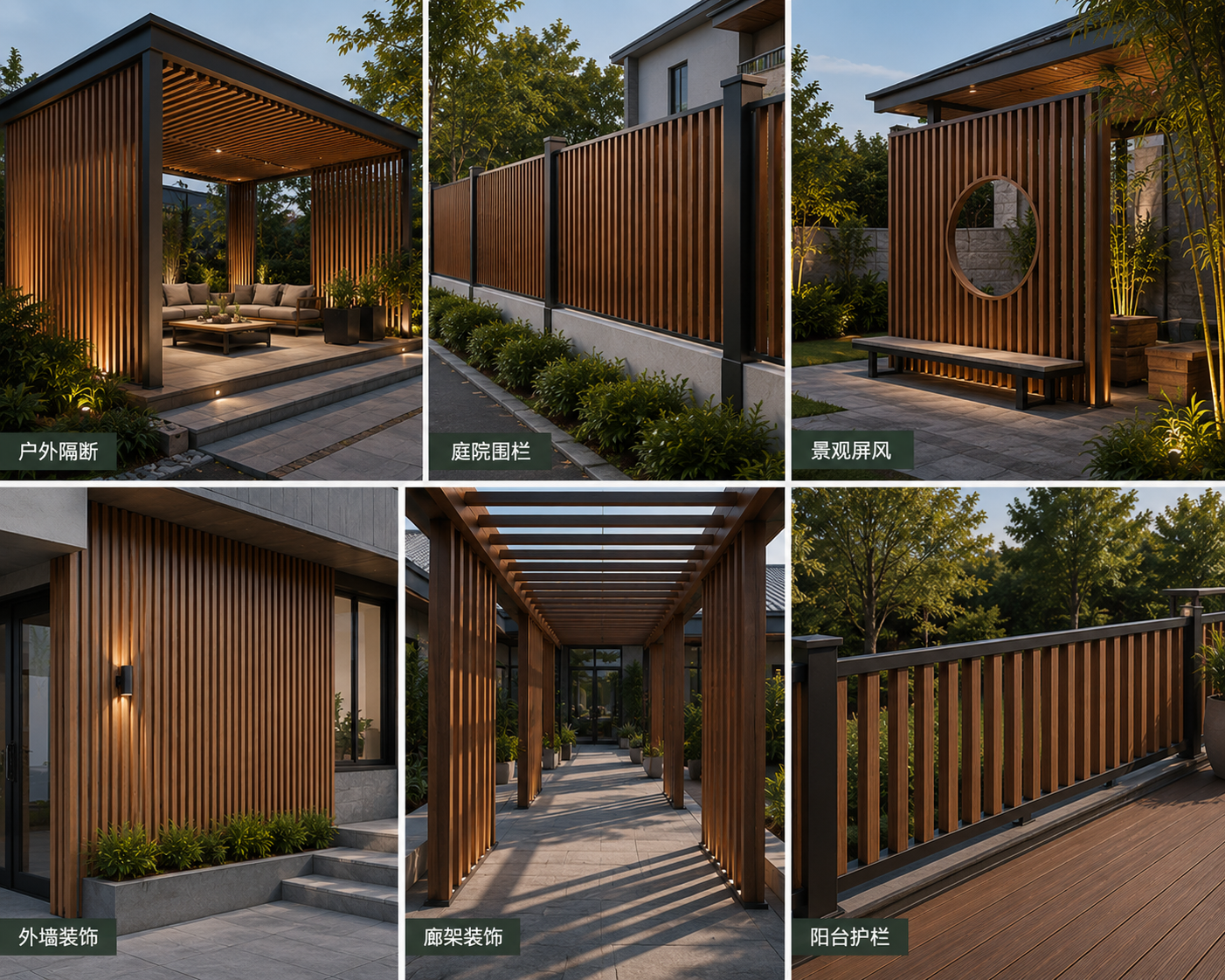 50*100mm WPC Wall Panel Outdoor Square Timber Tube Hollow Waterproof Partition Cladding