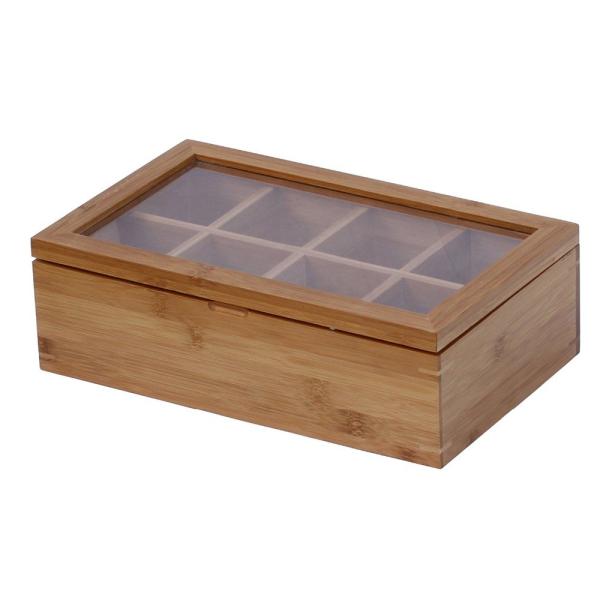 high quality removable bamboo tea bag organizer box tea with 8 set for wholesale