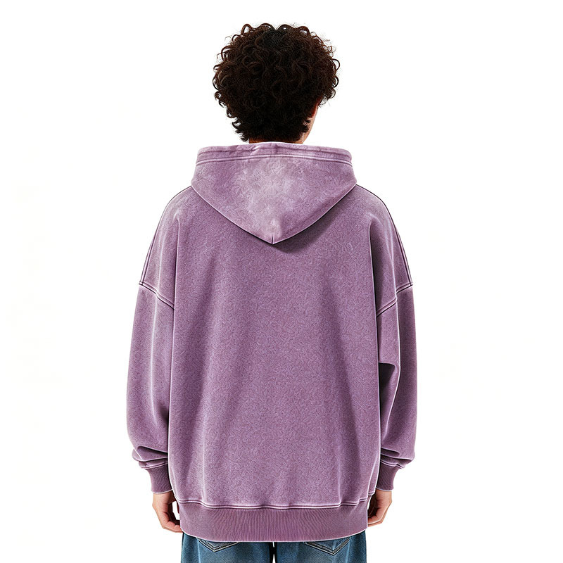 Gradient Stone Wash Hoodies Drop Shoulder French Terry Crewneck Sweatshirt Oversized For Men
