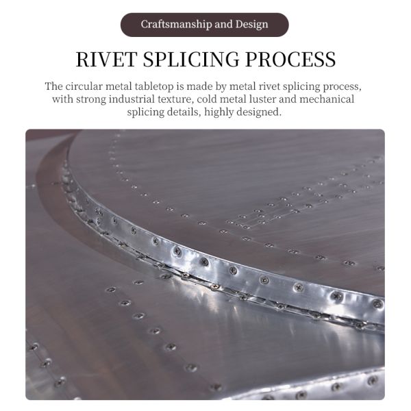 Nidea #8645 Guangdong Nidea Coffee Table Original Industrial Style Flat Table Personalized Aluminum Rivet Metal Watch-Shaped Design