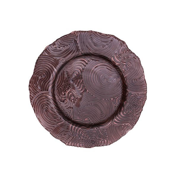 Irregular Vintage Embossed Glass Charger Plates 32cm ODM