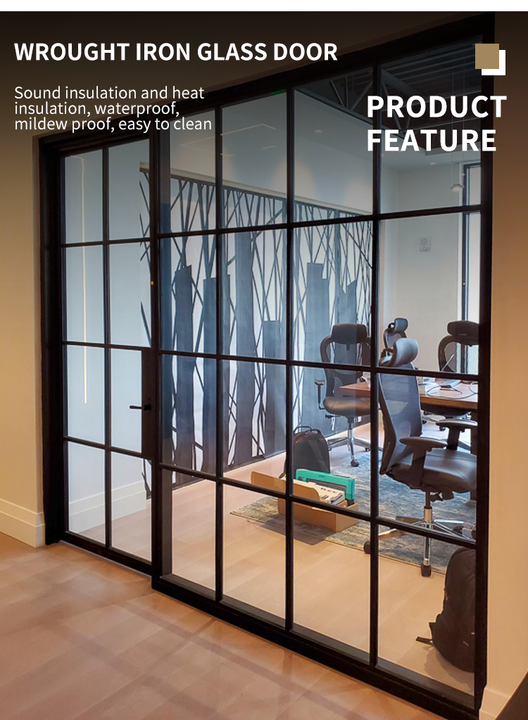 French Luxury Wholesale Security Entrance Exterior Front Garage Wrought Iron Door with Double Door Design