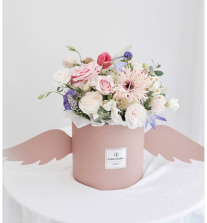 Velvet Cylindrical Paper Bouquet Flower Box Arrangements Luxury Packaging Custom