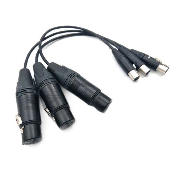 Black 3 Pin Mini XLR Cable , XLR Female To Mini XLR Cable For Sound Devices 778T