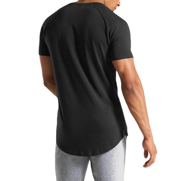 Dos homens regulares do ajuste da camisa do pescoço de grupo T da luva do algodão dos homens parte superior curto do Sportswear