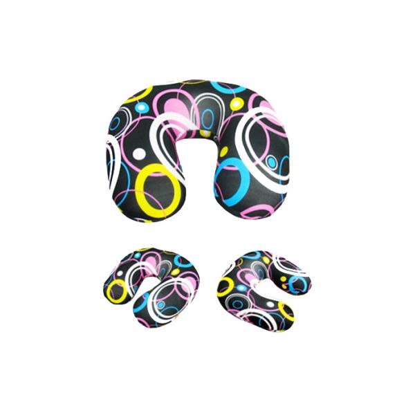 Polyester U Shaped Travel Neck Pillow Massage Plush Microbeads Filled Pillow