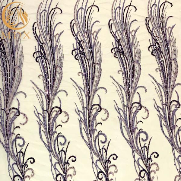 Patterned 3D Handwork Beaded Lace Fabric For Wedding Clothes