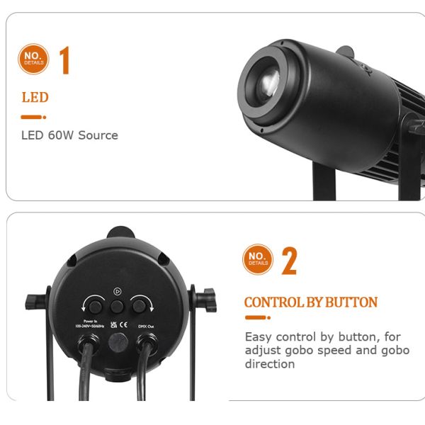 60W LED Logo GOBO Projector Ip65 Waterproof Light Hotel Company Store Wedding Advertising Indoor and Outdoor Use