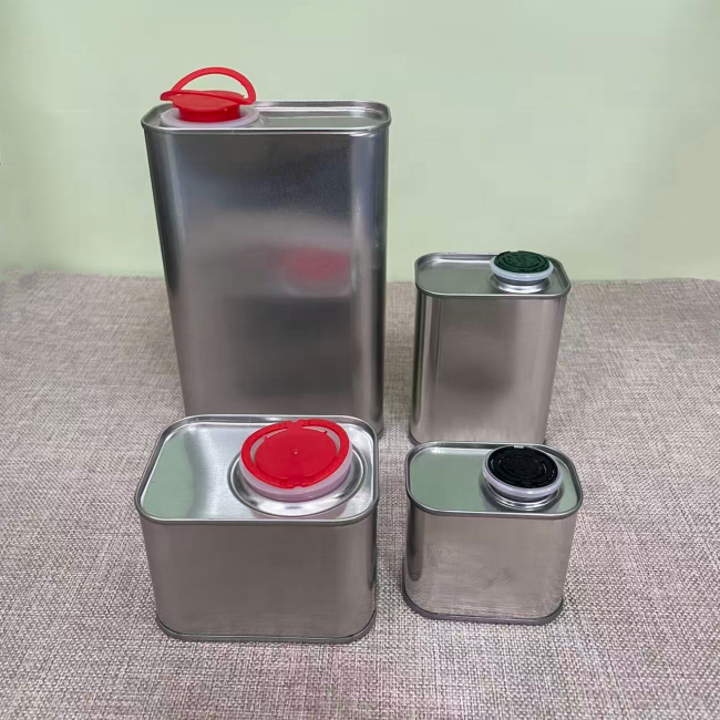 1L Rectangle Oive Oil Tin Cans Silver Square Metal Tinplate for Food Cooking Oil