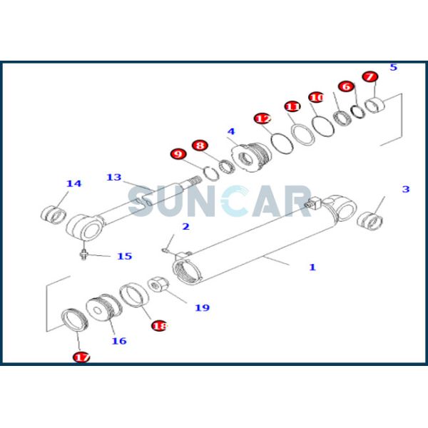 707-99-34550 7079934550 наборов уплотнения управляя цилиндра для KOMATSU WD500 WA500