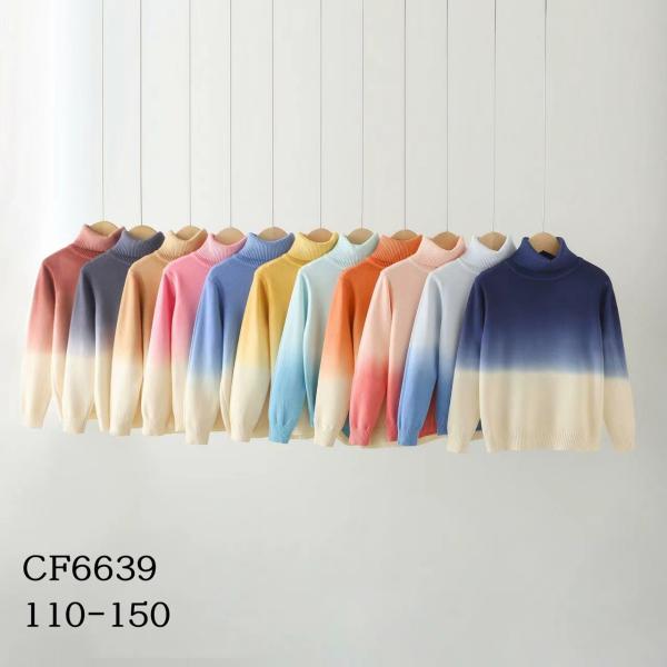 Plain Knit Sweater Blouse Crochet Sweatshirt Warm Crewneck Pullover Tops for Children clothing