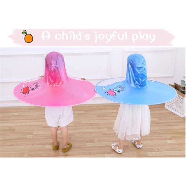 Transparent Childrens Waterproof Raincoats Peppa Pig Shape Kids Umbrella Cap