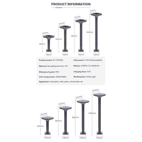 Аттестованная CE тропа СИД квадратного ландшафта солнечная освещает IP65 для вилл декоративных