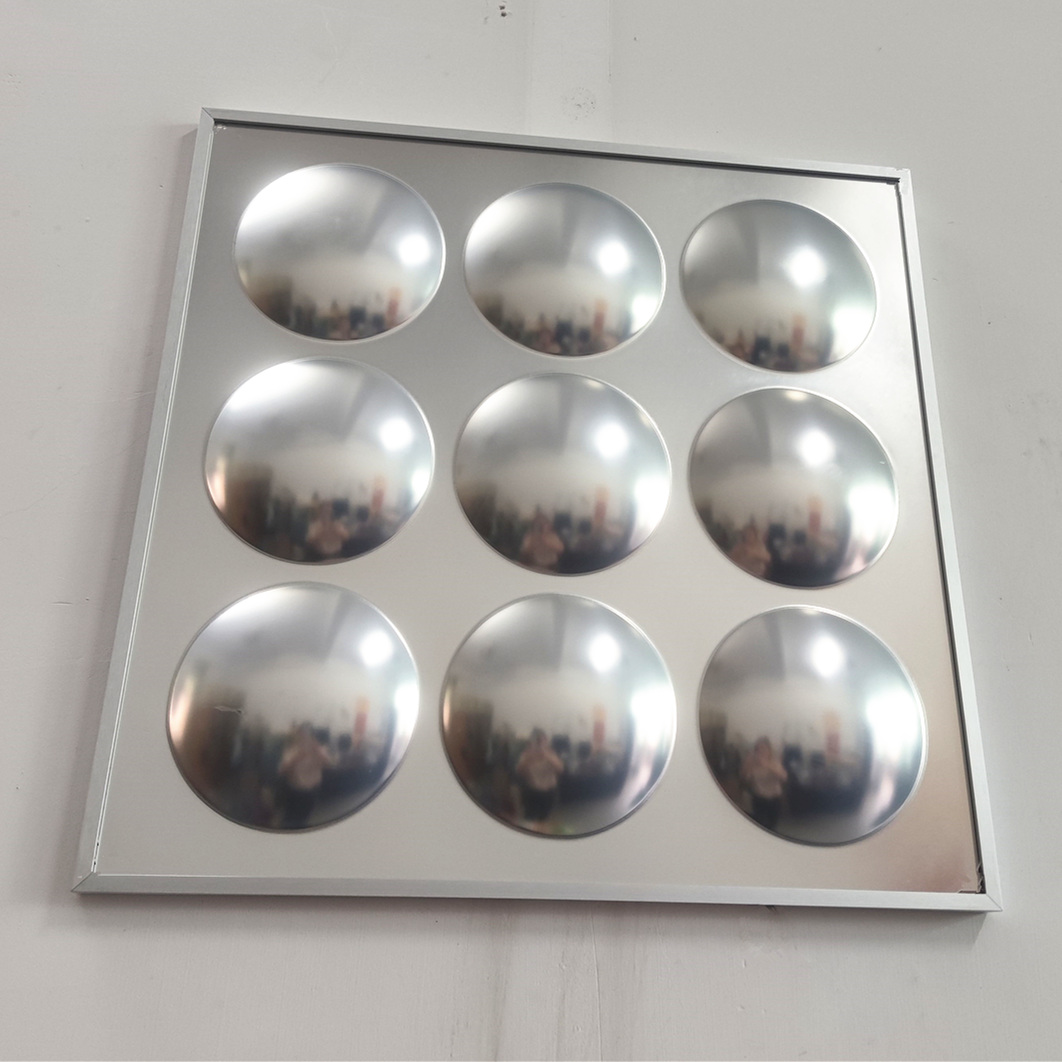 9 Hole Grid Convex Bubble Mirror Aluminum Frame For Hotel KTV Interior Decor