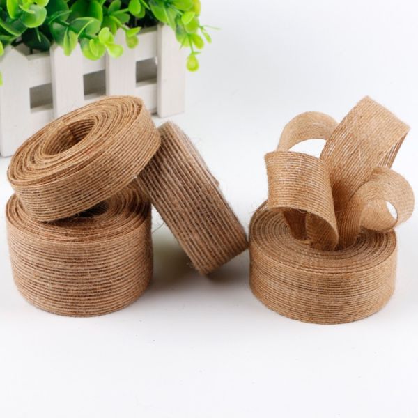 Stock Jute Burlap Ribbon for Gift Wrapping Solid Color Decorative Ribbon Christmas