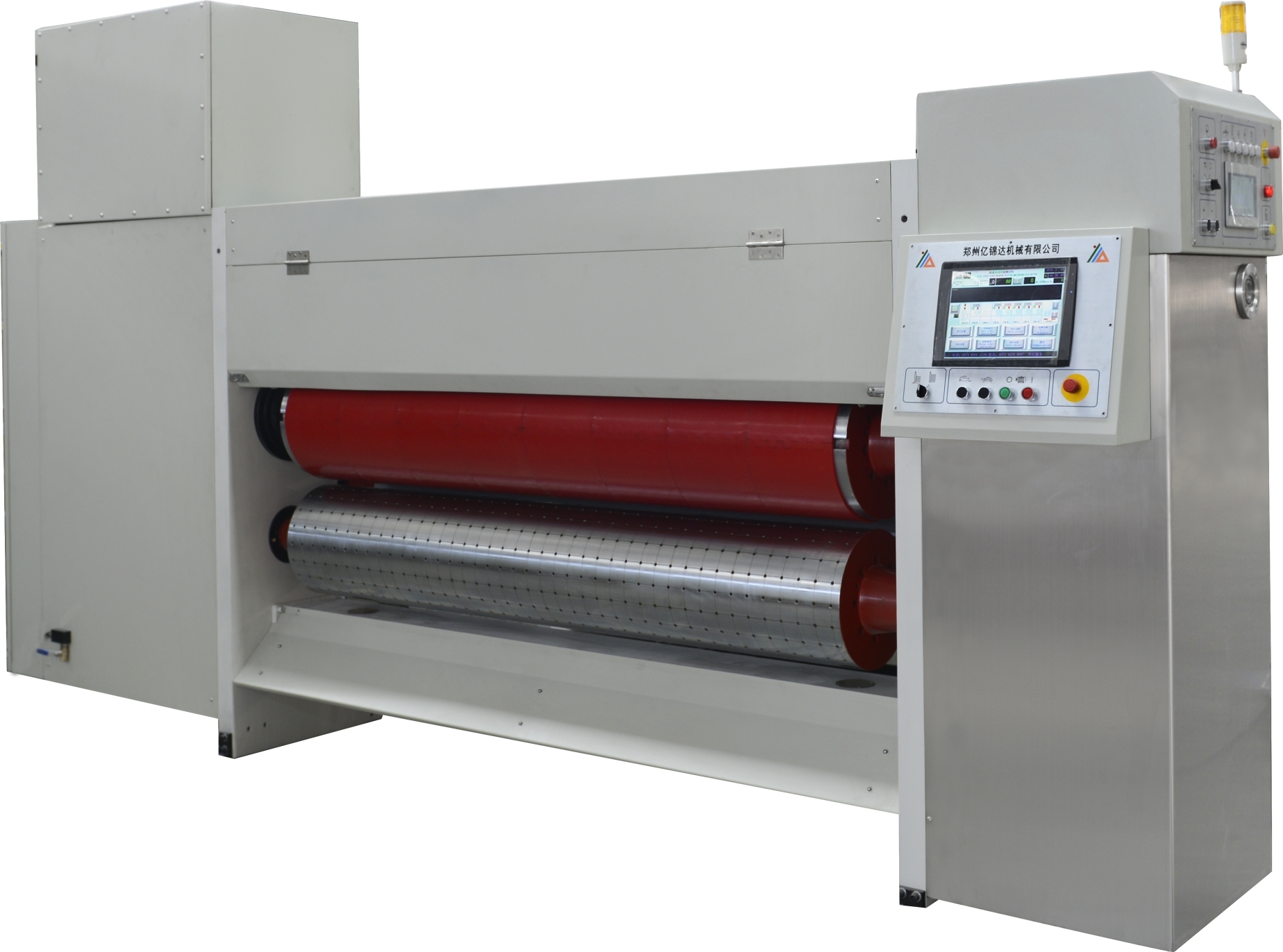 All Computer Controled G6-1224 Corrugated Cardboard Pressure Free Feed Structure Lead Edge Vacuum Transfer 4 Color Printer + Slotter + Die Cutter + Vibrator + Stacker