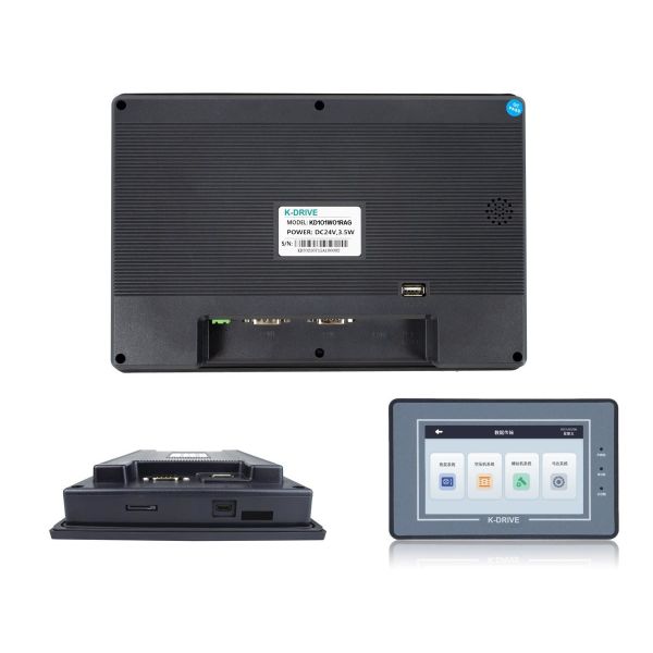 CE Black 7 Inch HMI Touch Screen With 232 422 485 USB Ethernet U Disk Interface