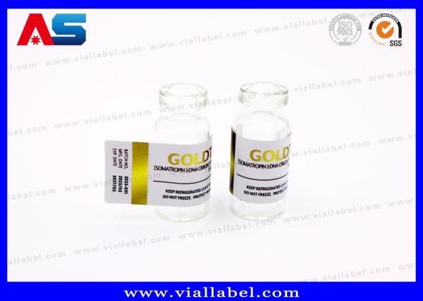 Strong Adhesive 10ml Vial Stickers Gold Foil Printing For Injection Lyophilized Peptides