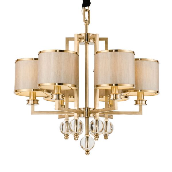 Brass Body Crystal Shade LED Chandelier with 50000 Hours Lifespan for Modern Dining Room Lighting